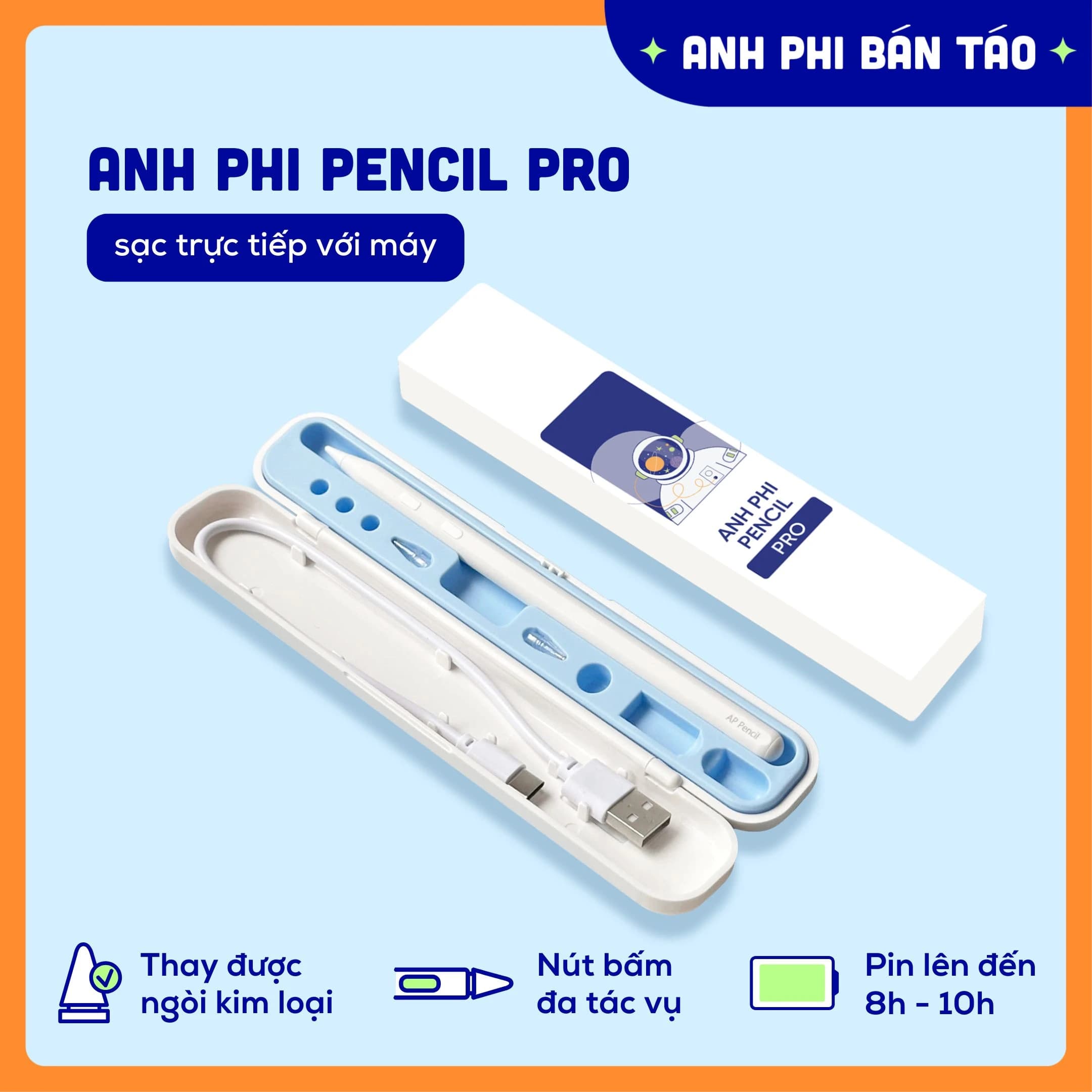 Bút Cảm Ứng Anh Phi Pencil Pro Cho Máy Tính Bảng Có Tỳ Đè