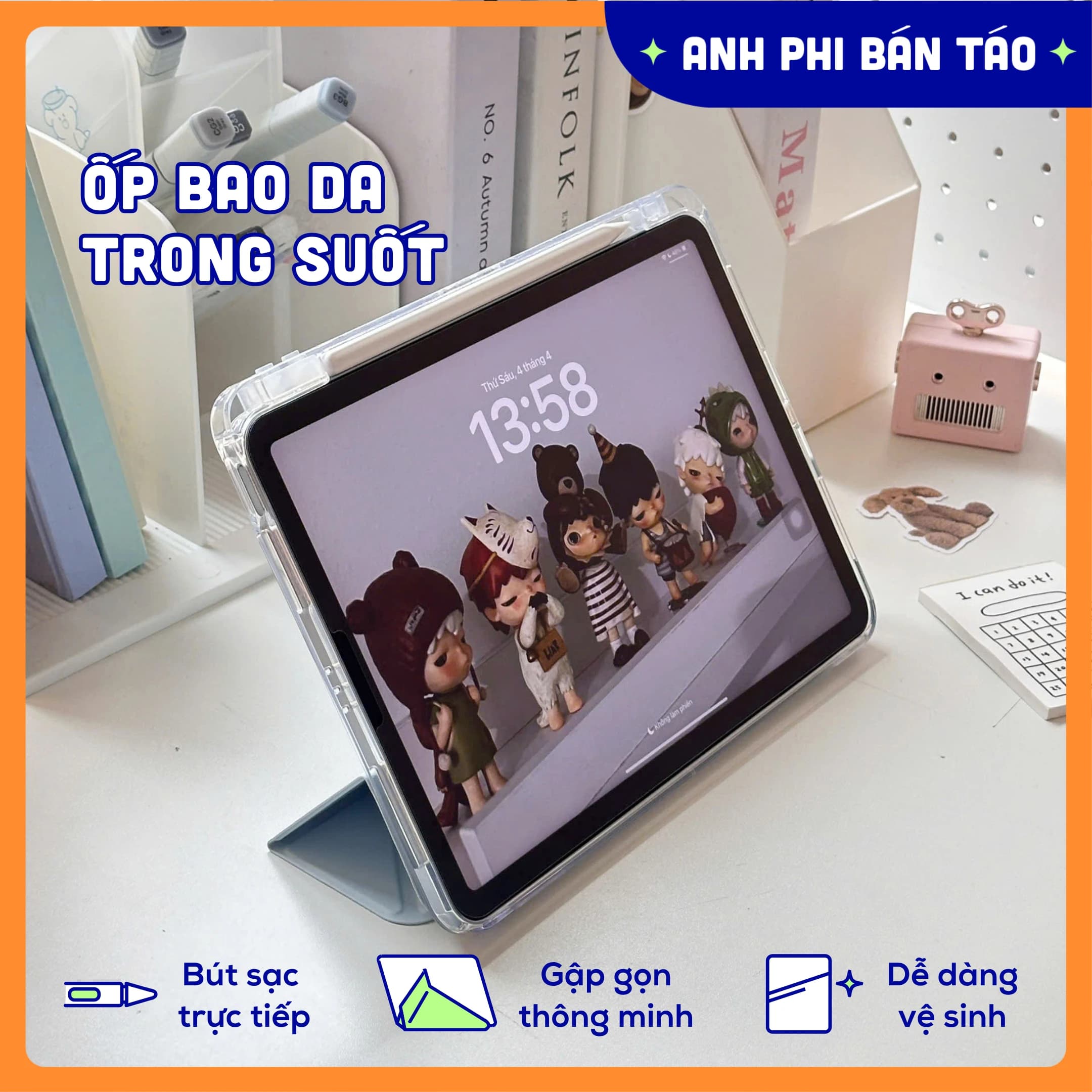 Ốp Bao Da Máy Tính Bảng Nhiều Màu Mặt Sau Trong Suốt