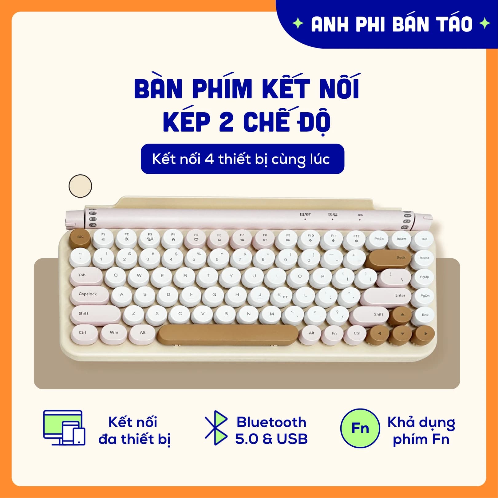 Bàn Phím Kết Nối Kép Hai Chế Độ Dành Cho Đa Thiết Bị